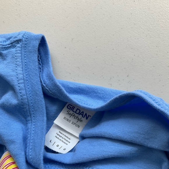 Gildan T shirt Men’s Large Blue Love - Picture 2 of 5